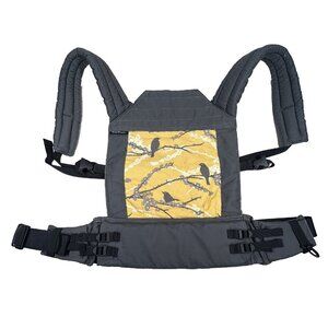 Baby Hawk Oh Snap Baby Toddler Carrier Front or Back Gray & Yellow Bird Pattern